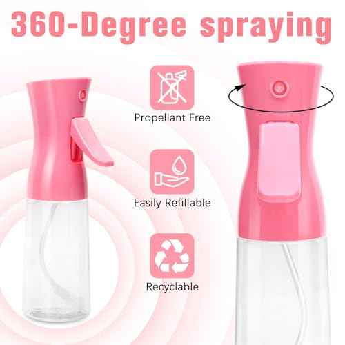 Spray Bottle For Hair,Continuous Water Mister for Hairstyling, Salons, Cleaning, Plants,Essential Oil Scents,Ultra Fine Mist Sprayer,6.8 OZ /200 ML-pink(Christmas Gifts)