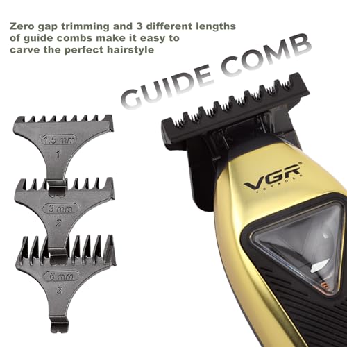 VGR 994 Professional Hair Trimmer with Zero-Gap T-Blade and Precision Cutting