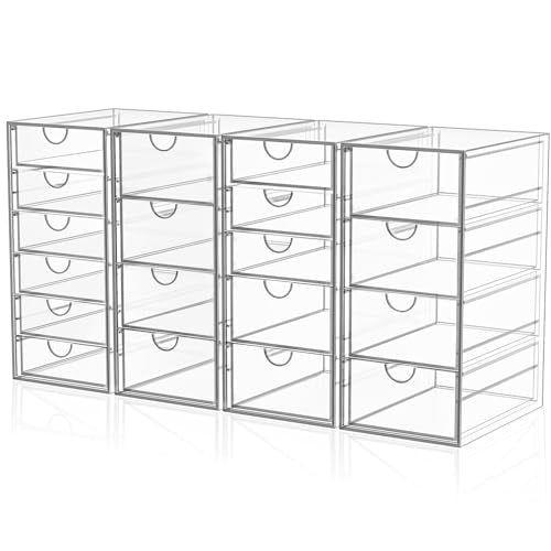 Acrylic Makeup Organizer with 19 Drawers - 4 Pack Storage