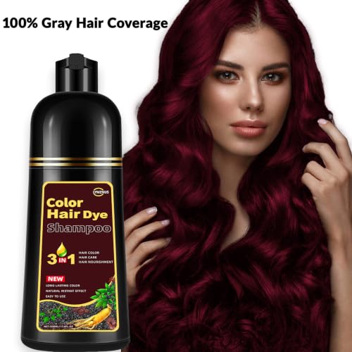 Lymznus Dark Wine Red Hair Dye Shampoo 3-in-1 for Gray Coverage (Variation: Dark Wine Red)