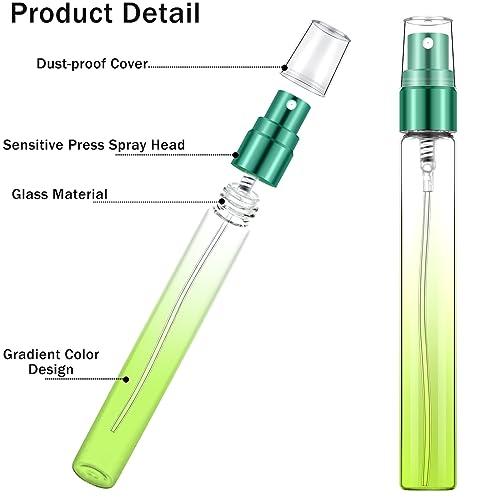 Zhehao 72 Pieces Mini Perfume Spray Bottles 10 ml Colorful Glass Fine Mist Refillable Spray Empty Bottles Perfume Atomizer Small Sample Containers for Travel Essential Oils Cleaning