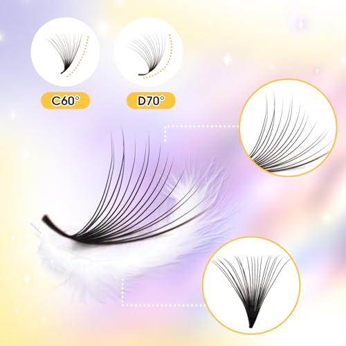800 Premade Fans Eyelash Extensions 14D 8-15mm Mixed Length Premade Lash Fans C Curl Middle Stem Premade Fans Handmade Volume Premade Lash Extensions Fans Box