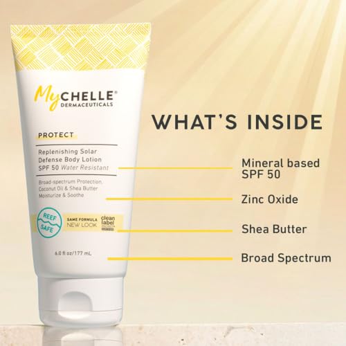 MyChelle SPF 50 Body Lotion with Coconut & Shea Butter, Reef Safe, Water Resistant