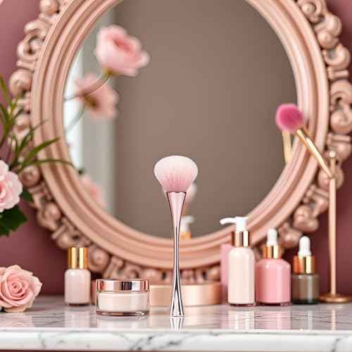 Rose Gold Nail Art Dust Powder Remover Brush, Nail Art Dust Cleaner Brush, Soft Cleaner Brush for Makeup, Nail Dust Brush for Acrylic Nails Manicure Brush for Women Birthday Gifts, Nail Dust Brush