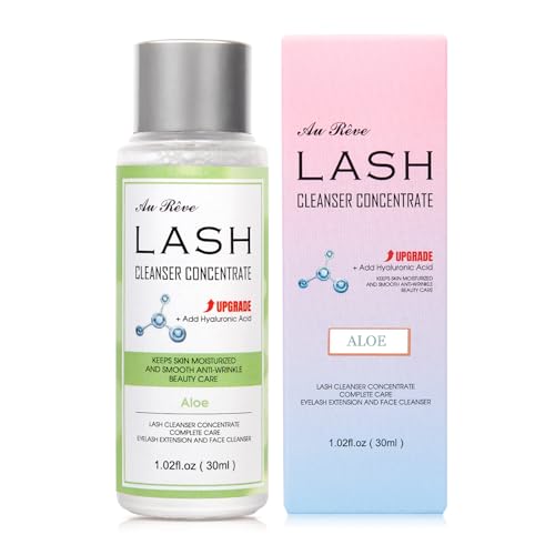 AuReve Lash Shampoo Concentrate 30ml Lash Cleanser Concentrate Add Hyaluronic Acid Oil-Free Lash Extension Shampoo Perfect for Salon，Aloe