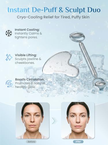 Rena Chris Stainless Steel Gua Sha & Face Roller Set