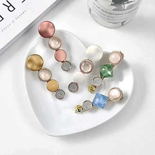 Mehayi 20 PCS Pearls and Acrylic Resin Hair Clips, Handmade Hair Barrettes, Marble Alligator bobby pins, Glitter Crystal Geometric Hairpin, Elegant Gold Hair Accessories, Gifts for Women Girls