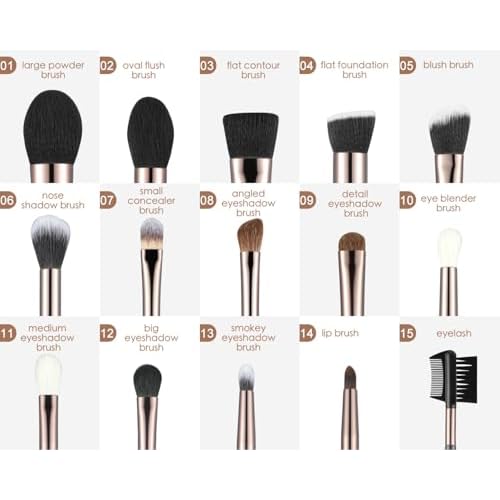 Professional Makeup Brushes Set 17PCS Beauty Tool Kits for Eye Face Foundation Blender Concealer Makeup Brush With Rotating Turnable Holder