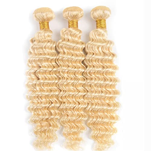 613 Blonde Deep Wave Bundles - Unprocessed Brazilian Hair 3x50g