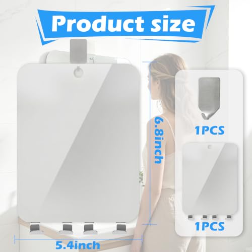 Fogless Shower Mirror with Razor Holders, No-Drill Wall Mount