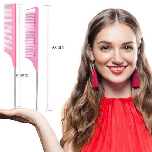 8-Piece Hairdressing Steel Comb Set with Fine Teeth & Color Options