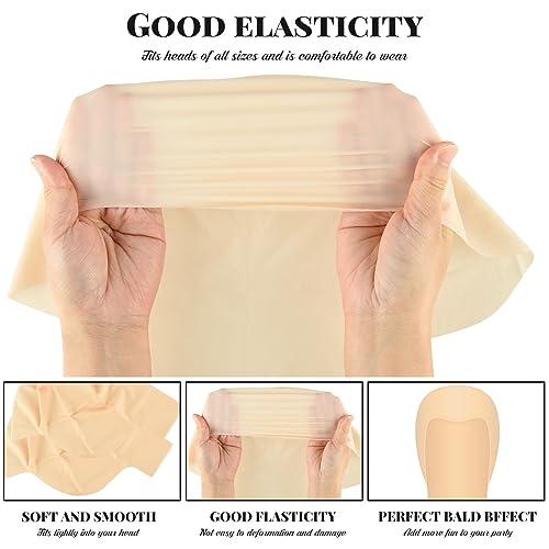 Halloween Bald Cap Set - 2/4/6 Pieces Latex & Nylon Adult Costume Wigs - Classic Variation
