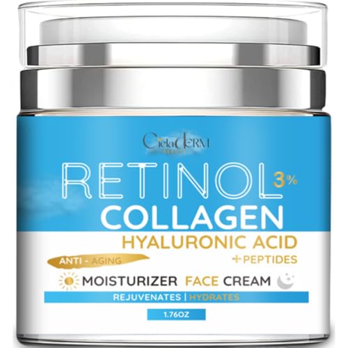 Cieladerm Hydrating Face Moisturizer ? Lightweight, Anti-Aging Cream with Retinol, Hyaluronic Acid, Collagen & Vitamin E ? Smooths Fine Lines, Non-Greasy Daily Face Cream for All Skin Types