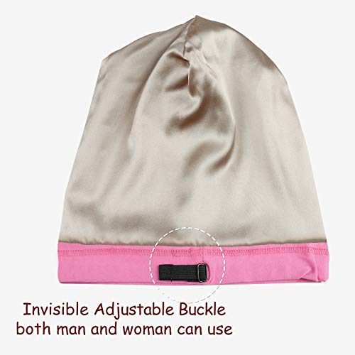 100% Genuine Mulberry Silk Roomy Satin Lined Sleeping Cap for Curly Hair Dreadlocks Adjust Head Size 18"-32" Unisex