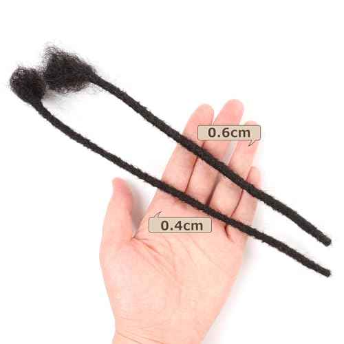 0.6cm Thickness Real Human Hair Dreadlock Extensions 4 Inch 60 Strands Full Handmade Permanent Locs Extensions Human Hair Can Be Dyed and Bleached