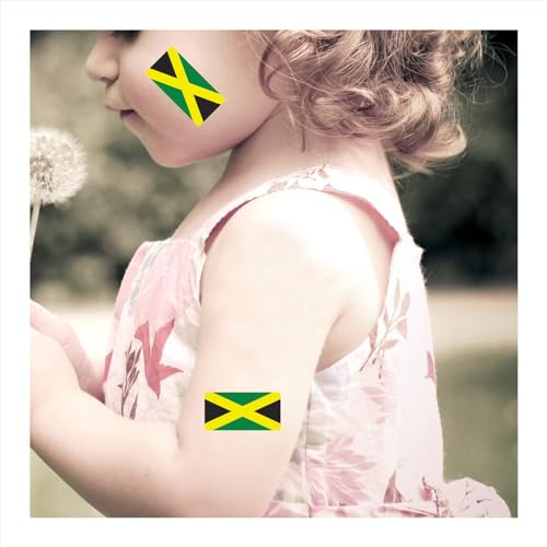 Jamaica Flag Temporary Tattoos - 30 Sheets for Fans