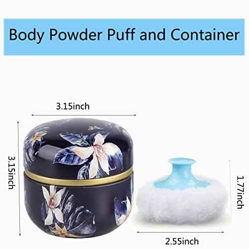 Blue Body Powder Puff and Container for Dusting, Baby Women Loose Powder Containers