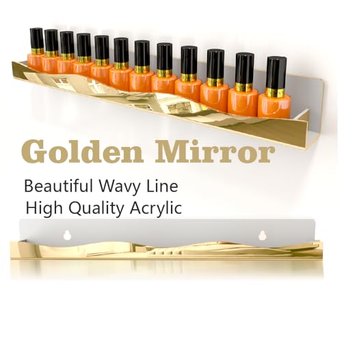 YMVV 15" Gold Mirror Nail Polish Organizer Rack