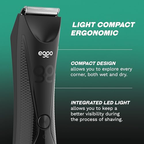 GA.MA Italy Eggo Body Trimmer for Men, Ceramic Blade for Sensitive Areas, LED Light, USB Rechargeable, 5600?RPM, Cordless Full Body Groomer with Guide Combs