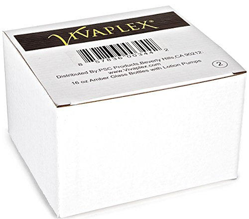 Vivaplex 16 oz Amber Glass Bottles with Black Lotion Pumps, 2 Pack