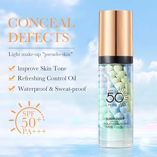 Makeup Primer, Color Correcting Primer, SPF 50 Sunscreen, Hydrating Face Primer, One Step Isolation Cream, Long Lasting Foundation Moisturizing Facial Concealer (Primer 02+03, 2.45 Ounce (Pack of 2))
