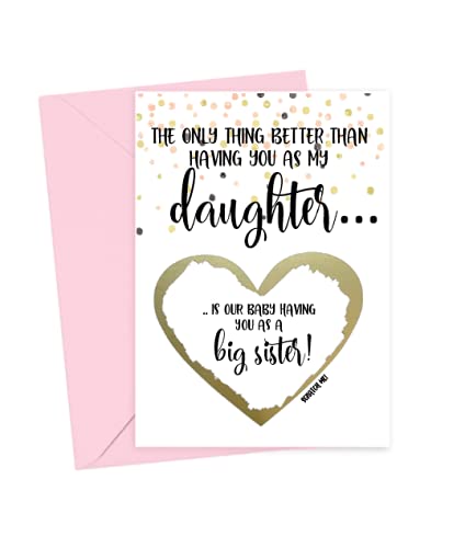 Pregnancy Scratch Off Card for Daughter, New Sibling Card for Big Sister Promotion, Card from Mom and Dad (Daughter)