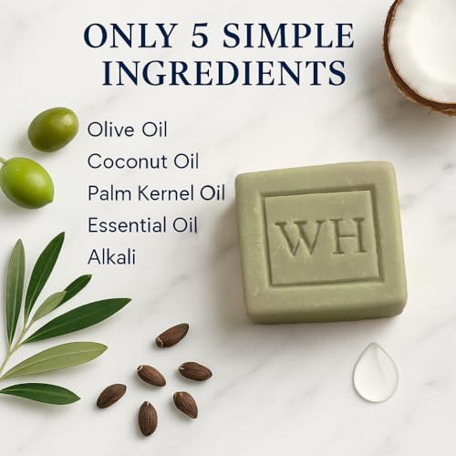 WHISPER HILL Lavender Olive Oil Soap ? Handcrafted in Vermont Since 1997 ? Calming Bar with Pure Essential Oils ? 3.8 oz
