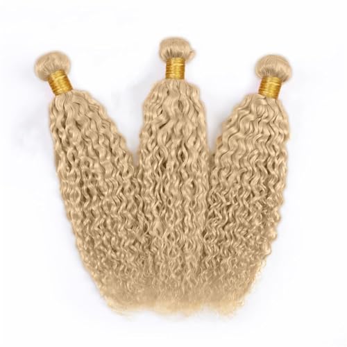 Ash Blonde Curly Hair Bundles - 22 Inch Kinky Wave, 3 Pack