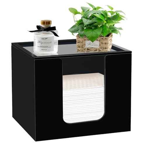 Disposable Face Towel Holder, Acrylic Facial Towels Storage Box Organizer Container for Clean Towels XL, Black Bathroom Organization Home Decor