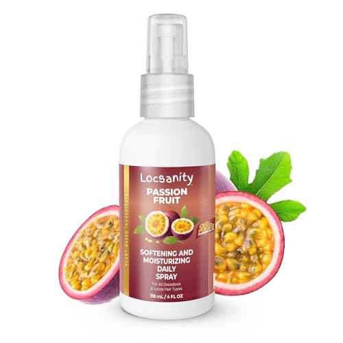 Locsanity Daily Moisturizing Spray for Dull, Dry Locs ? Trial Size Passion Fruit Hair and Scalp Moisturizer for Dreadlocks, Sisterlocks, Microlocks, Braids to Control Oil and Frizz (4 fl oz)