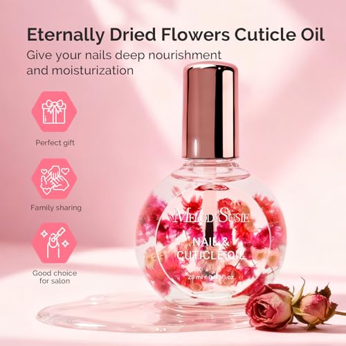 MelodySusie Rose Cuticle Oil - Hydrating Nail Repair with Real Flowers (28ml)