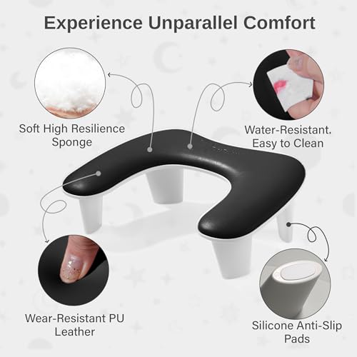 Nail Arm Rest ? U-Shaped Ergonomic PU Leather Hand Rest Comfort Cushion for Acrylic Nails Tech ? Ideal for Home & Professional Use ? Easy Clean, Waterproof & Portable