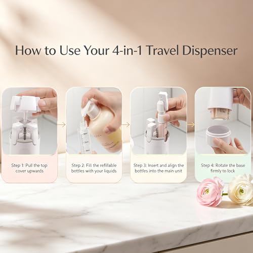 4 in 1 Travel Dispenser Bottle,30ML Refillable Toiletries