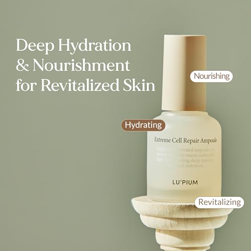 LU'PIUM Extreme Cell Repair Ampoule ? Vegan Barrier Repair & Hydrating Serum for Damaged or Dehydrated Skin, 5 Plant Mucin Complex, Inspired by Korean Skincare