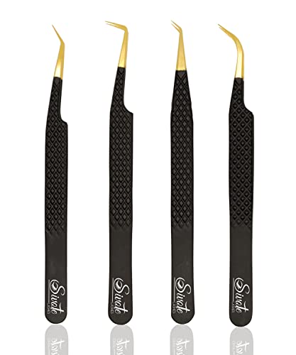 SIVOTE Fiber Tip Lash Tweezers Set of 4 - Japanese Steel