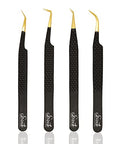 SIVOTE Fiber Tip Lash Tweezers Set of 4 - Japanese Steel