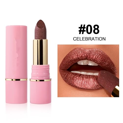 Metallic Shimmer Lipstick - Shiny Diamond Finish, Waterproof