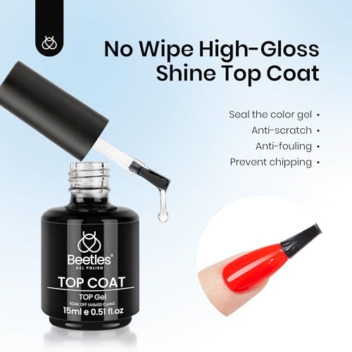 Beetles No Wipe Gel Top Coat 2Pcs 15ml | Glossy Finish
