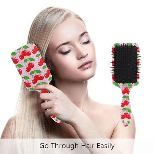 YANENDIE Pink Cherries Heart Detangling Hair Brush for All Hair Types