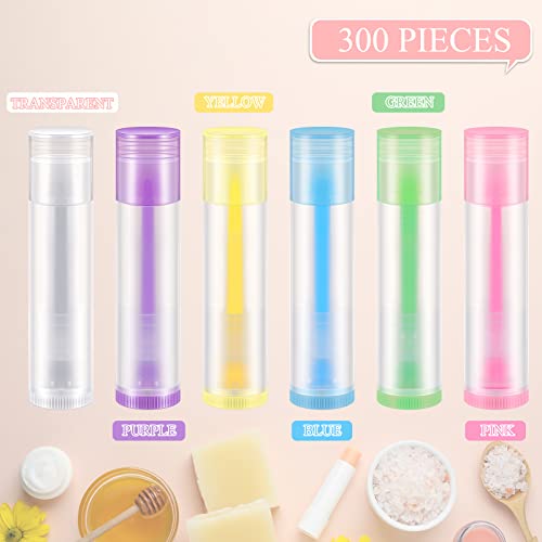 Sumind 300 Pcs Lip Balm Tubes Empty Plastic Lip Gloss Balm Containers Twist-up Empty Lipstick Tubes with Caps for DIY Homemade Lipsticks Homemade Solid Perfume, 5 ml, Colorful, BPA Free & Leak Free