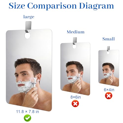 Anti-Fog Shower Mirror 11.8×7.9in Shatterproof