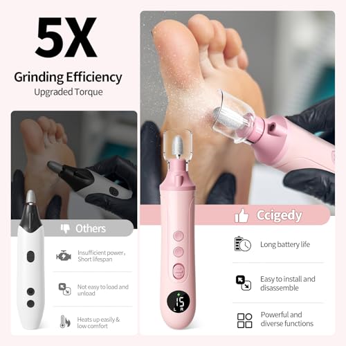 Cordless Electric Toenail Grinder with LED Light - 15 Speeds & USB-C Rechargeable