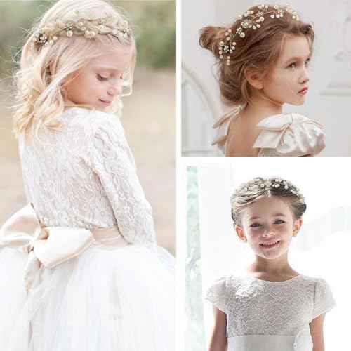 Flower Girl Headband, Princess Crystal Headpiece,Flower Girl Hair Accessories, Rhinestone Pearl Headband, Suitable for Girls and Bride Wedding £¨Silver£©