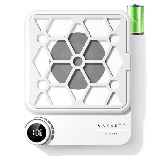 Makartt Compact Rechargeable Nail Dust Collector - White, 10 Speeds, 5500 RPM