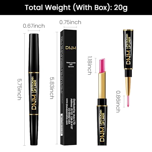 2-in-1 Hot Pink Lipstick & Lip Liner Duo - Moisturizing Glossy
