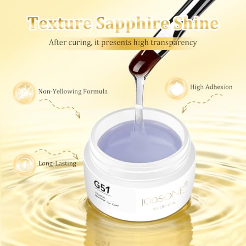 JODSONE Crystal Builder Top Coat Gel G51 - 15g Ultra Clear Nail Strengthening & Sculpting