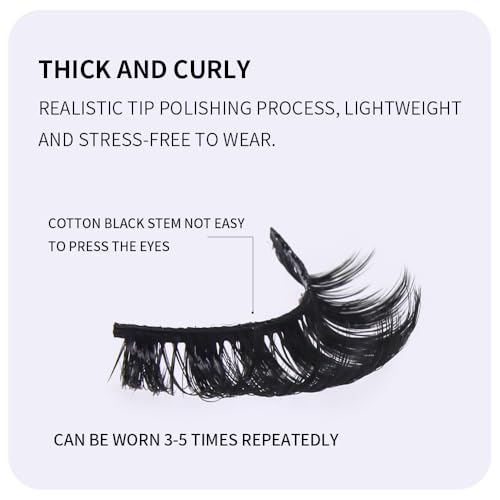 AKARA Russian Strip Lashes Fluffy Wispy Faux Mink Eyelashes Cat Eye Natural Look D Curl False Lashes 7 Pairs Pack-R07