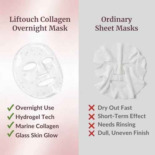 Korean Overnight Collagen Face Mask (4 PACKS) - Hydrating Deep Collagen Mask for Women - Anti-Aging Bio-Collagen Real Deep Mask - Glass Skin Facial Treatment