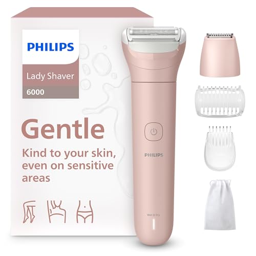Philips Lady Shaver Series 6000 Cordless Wet & Dry Electric Razor with Trimmer & Accessories