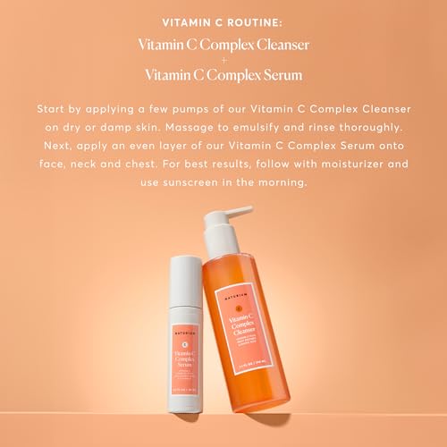 Naturium Vitamin C Complex Cleanser, Gently Exfoliating & Deeply Cleansing Foaming Face Wash Gel with Phytic Acid & Fruit Enzymes, 7.1 oz